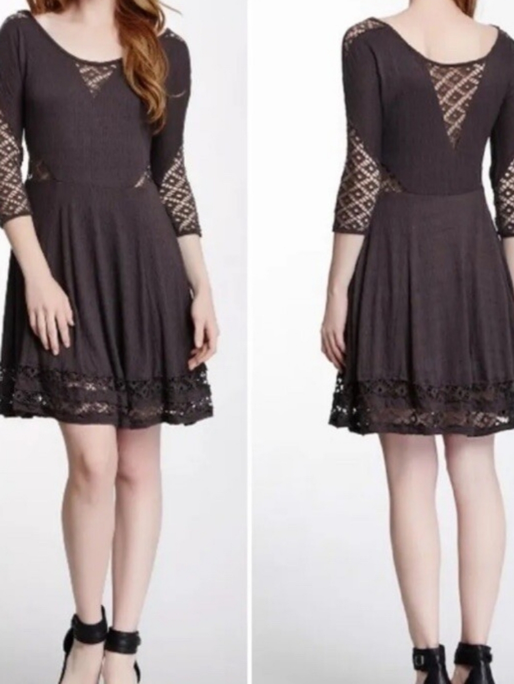 Free People  Lace Fit & Flare Mini Dress